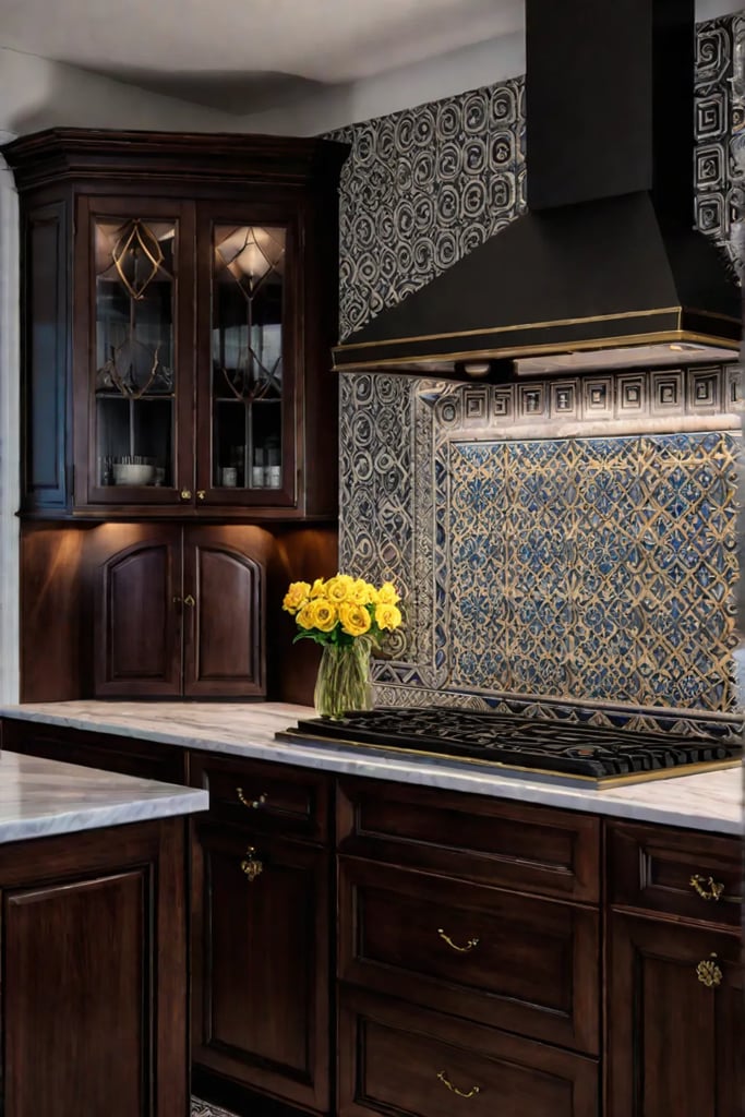 Dark cherry kitchen with antique details