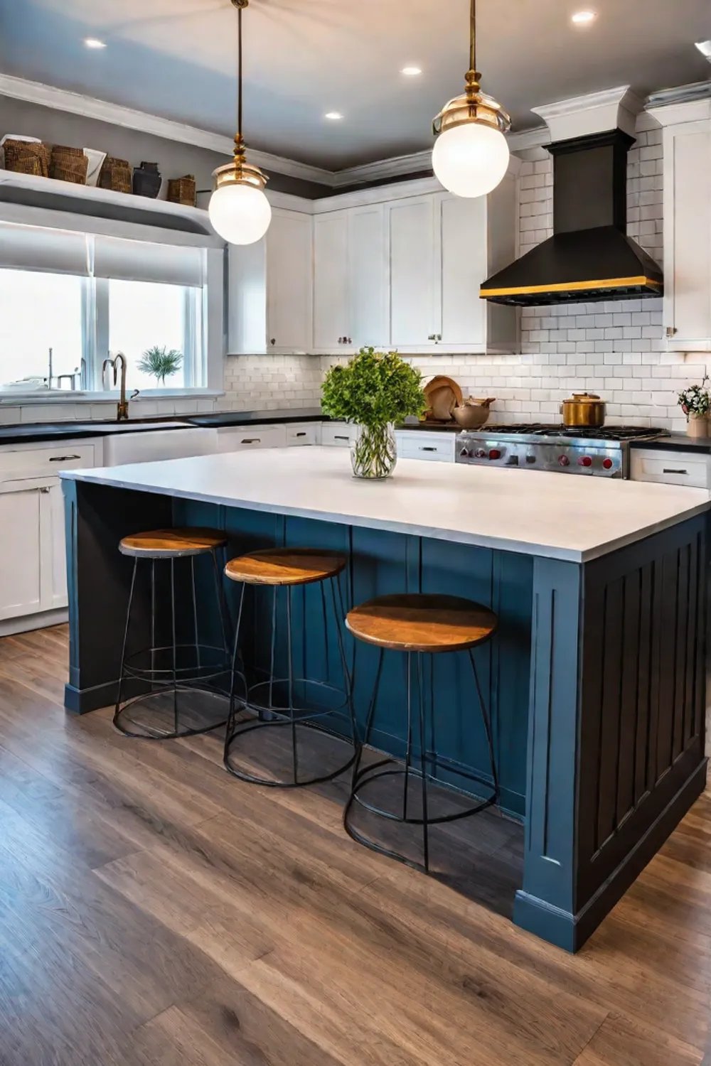 Familyfriendly traditional kitchen with white cabinets and quartz countertops