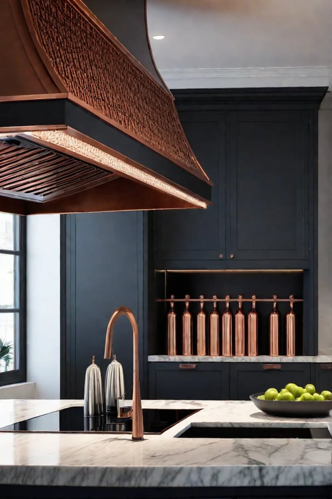 Furniturestyle cabinets with a builtin wine rack in a luxurious kitchen