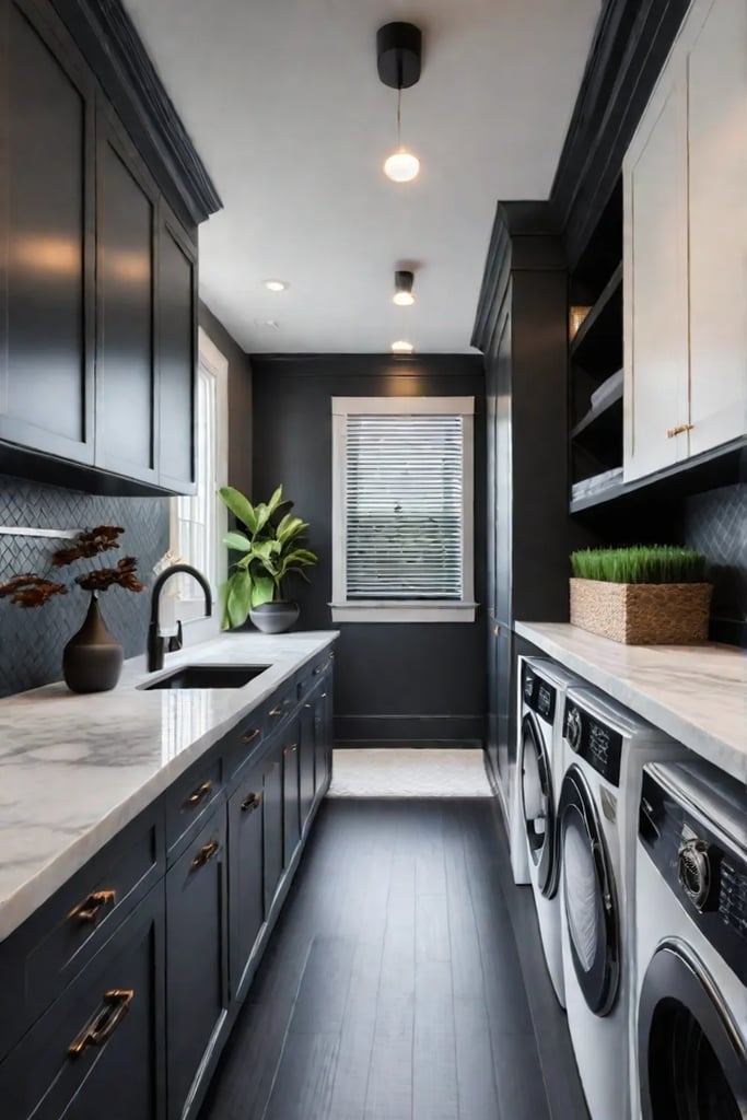 Highend laundry room with custom storage solutions