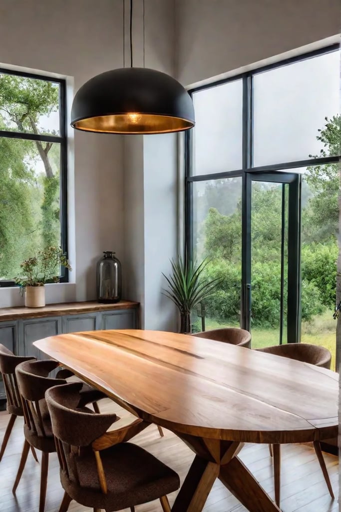 Light wood maple table in a rustic dining area