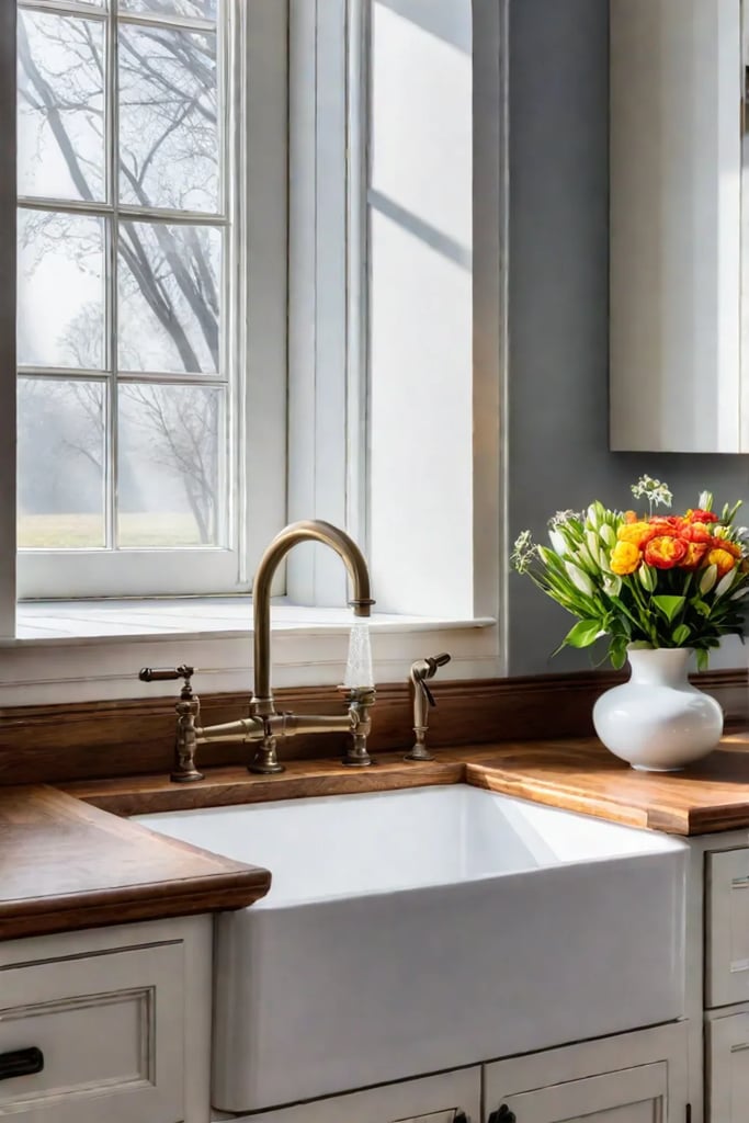 Traditional kitchen with brass hardware