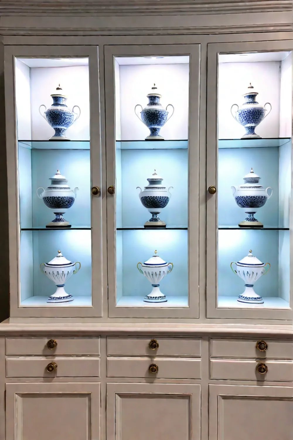 Traditional kitchen with china display