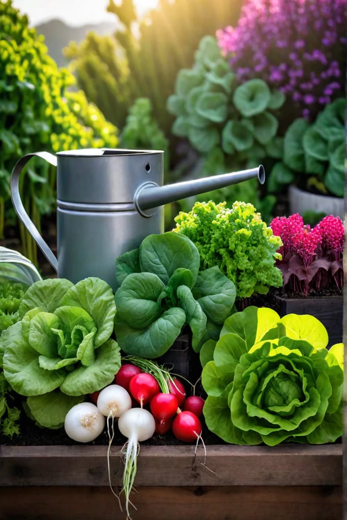 A bountiful harvest of fresh vegetables in a raised garden bed