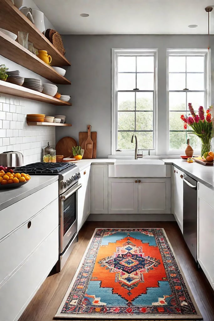 A bright airy kitchen with white and gray color scheme
