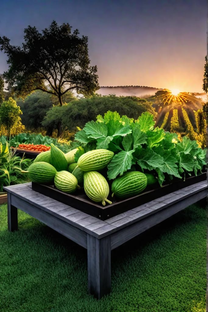 A closeup shot of a hand holding a freshly harvested Chinese bitter melon its bumpy skin glistening in the sunlight