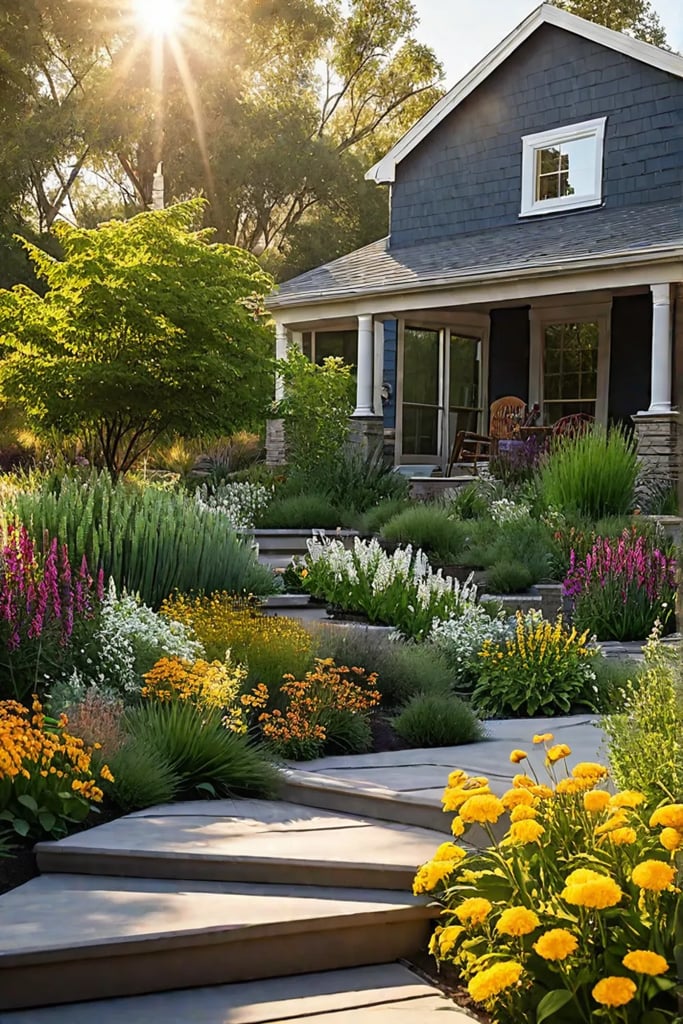 A sustainable garden with native plants attracts butterflies and bees