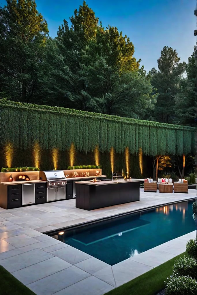 Backyard entertaining space with pool and garden