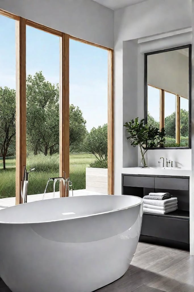 Bathroom vanity with natural light from window