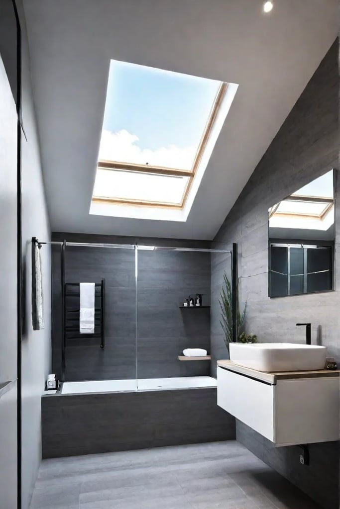 Bathroom vanity with skylight for natural light