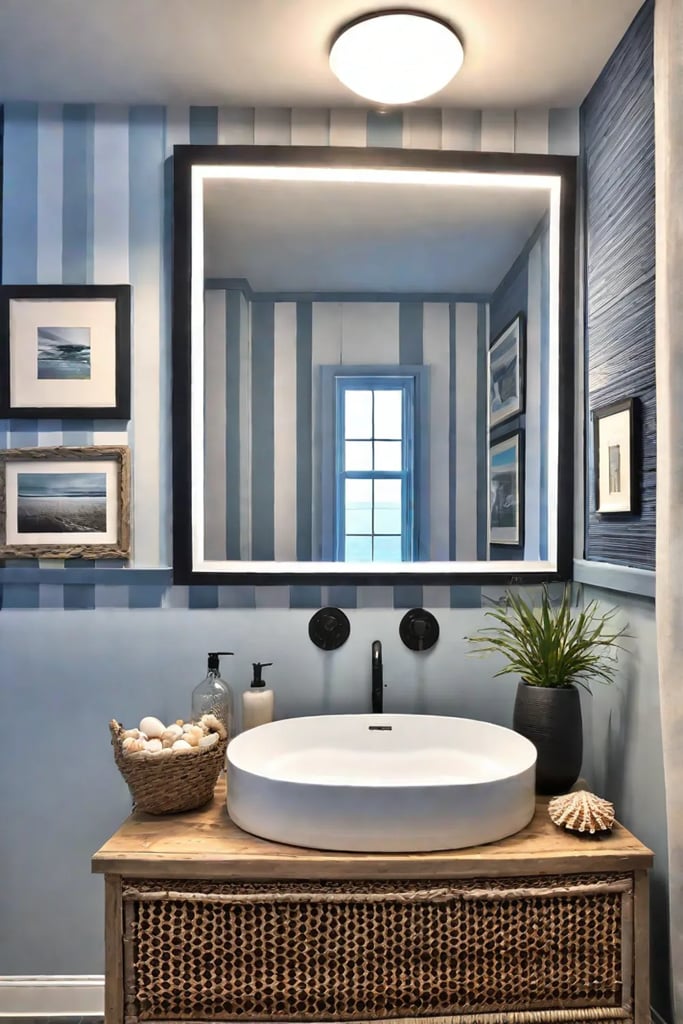 Beachthemed bathroom with driftwood decor