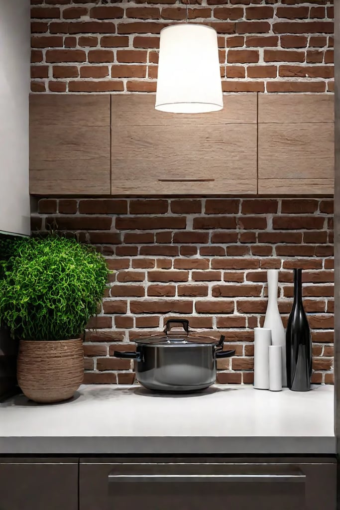 Brown textured wallpaper in a cozy kitchen