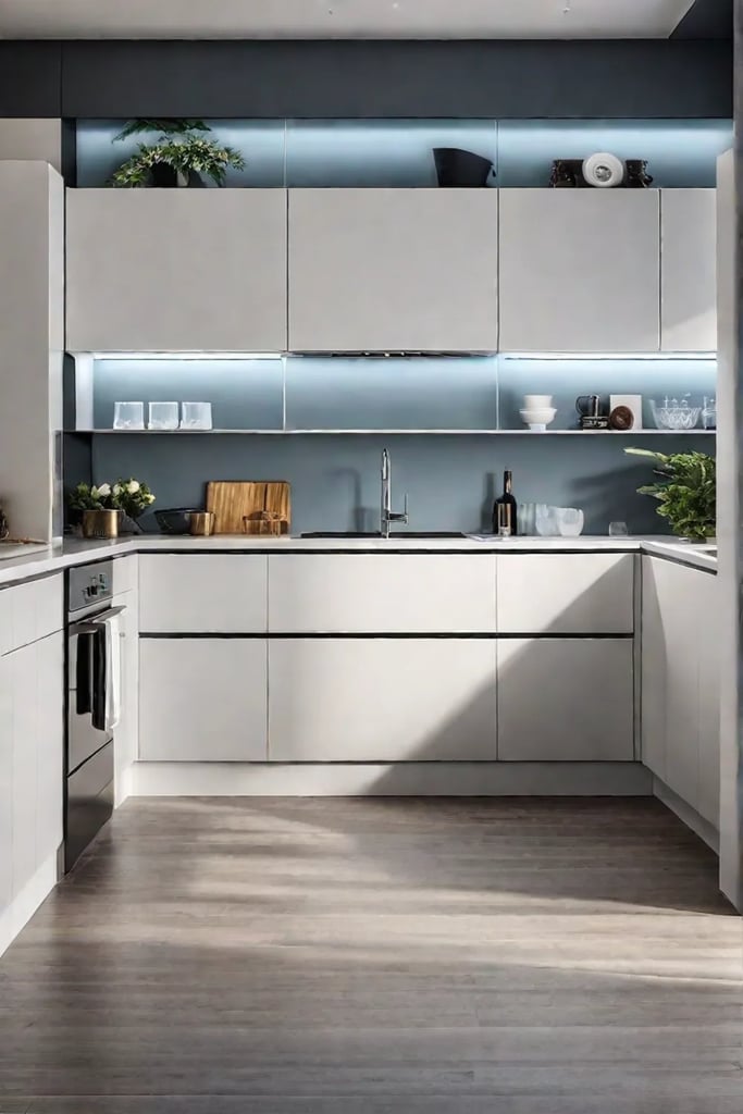 Cabinet doors adorned with vibrant contact paper in a geometric pattern adding a pop of color and personality