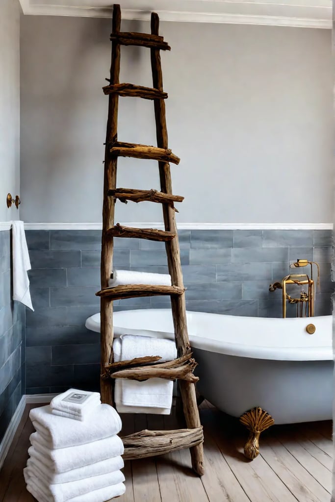 Charming bathroom with driftwood decor