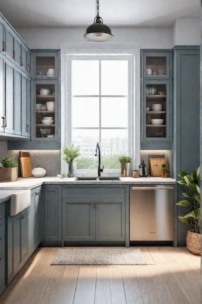 Collection of fabric swatches paint chips and material samples for a small kitchen renovation project