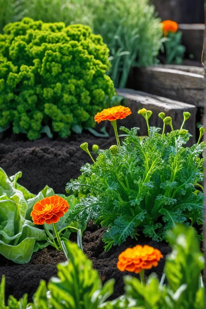 Companion planting with flowers for beauty and protection