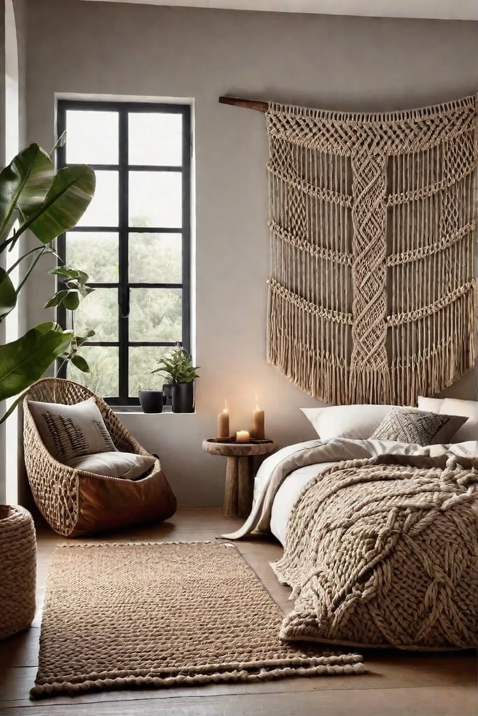 DIY macrame wall art with natural fibers