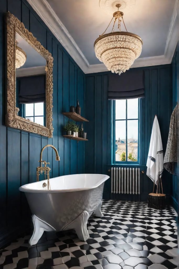 Eclectic coastal bathroom