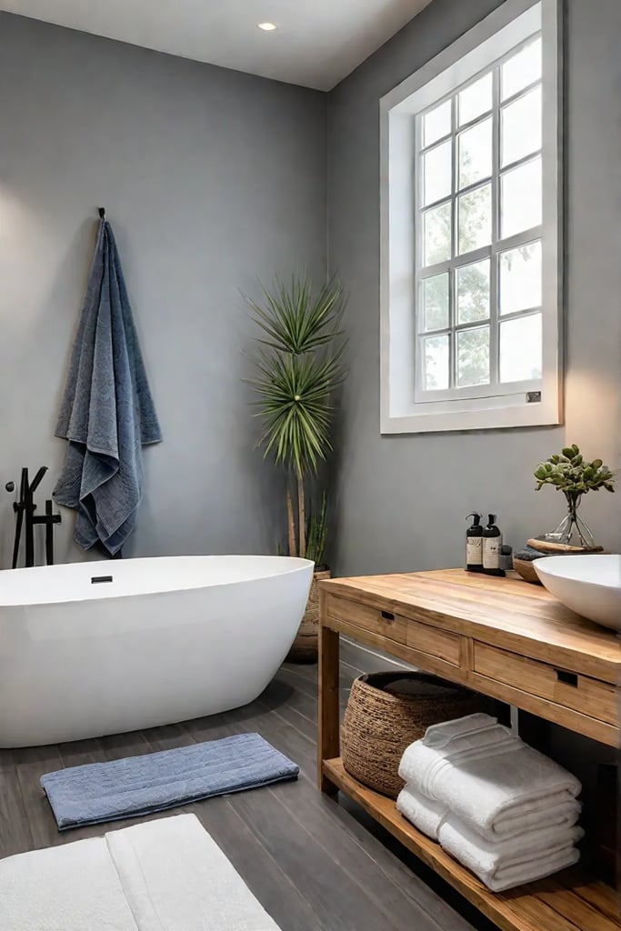 Ecofriendly bathroom with natural materials and coastal vibes