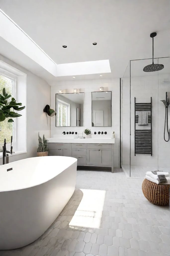 Familyfriendly bathroom with double vanity and storage