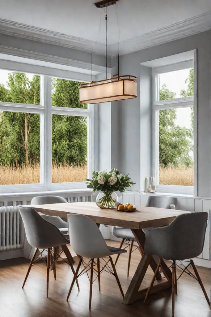 Hygge kitchen with natural light and minimalist furniture