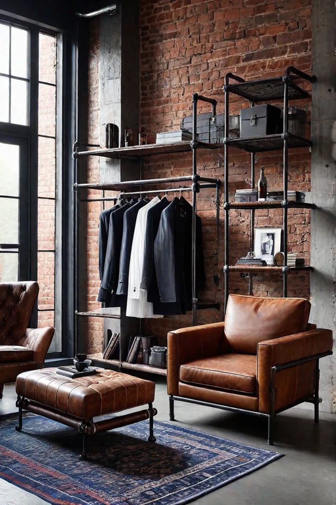 Industrial bedroom with exposed brick