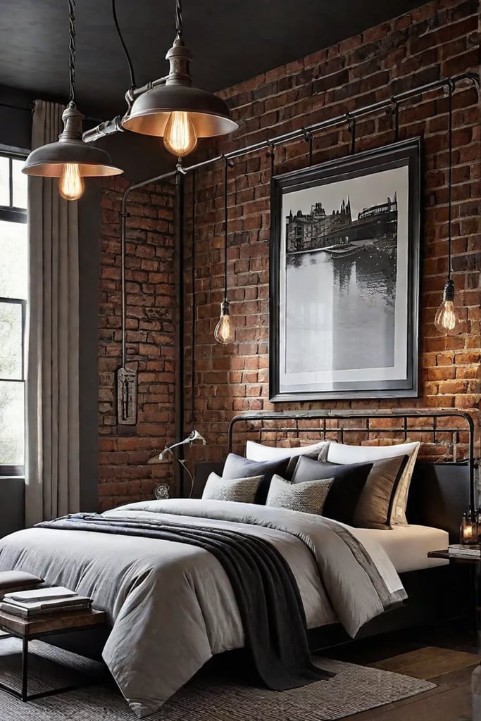 Industrial bedroom with metal accents