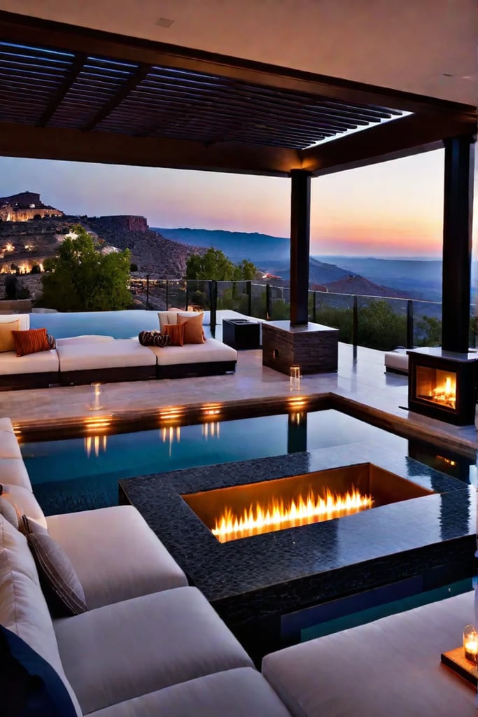 Infinity pool overlooking cityscape