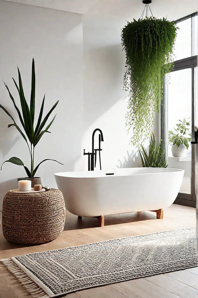 Minimalist Scandinavian bathroom with natural light