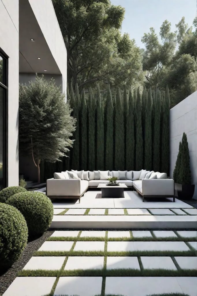 Minimalist backyard with geometric shapes