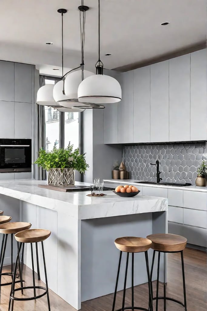 Minimalist kitchen design with clean lines and a serene atmosphere