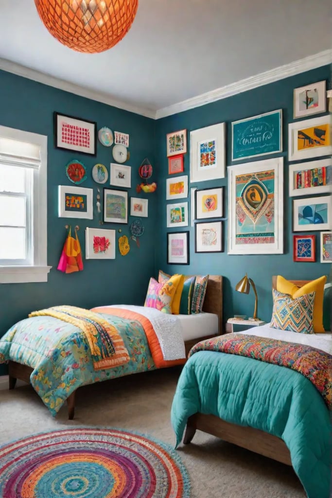 Mismatched frames with playful prints and illustrations