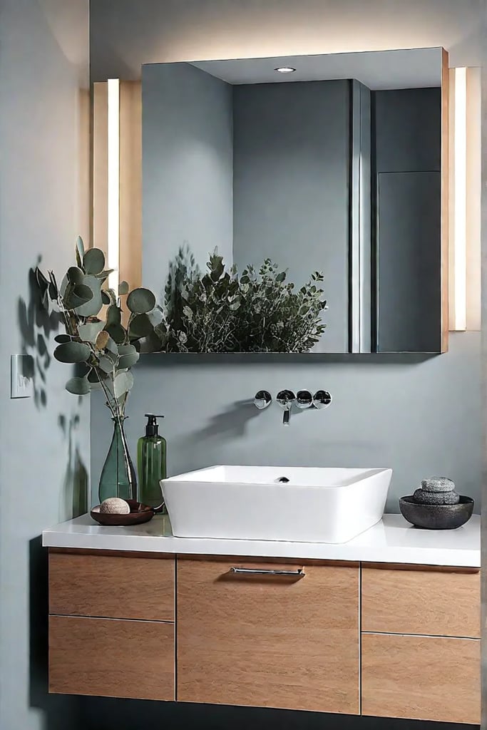 Modern Scandinavian bathroom with floating vanity