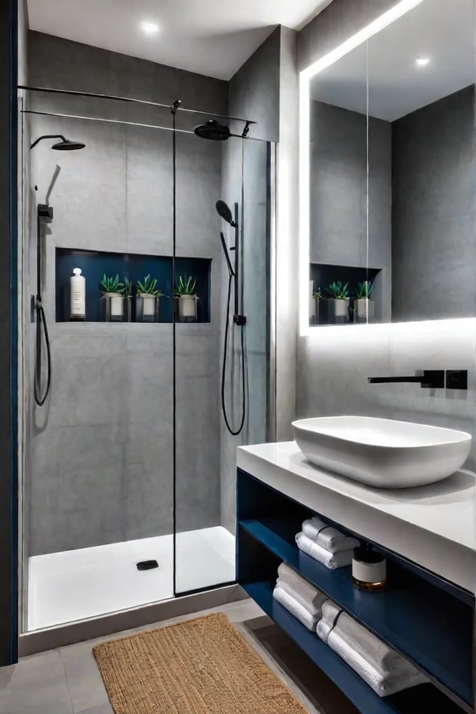 Modern coastal bathroom with walkin shower