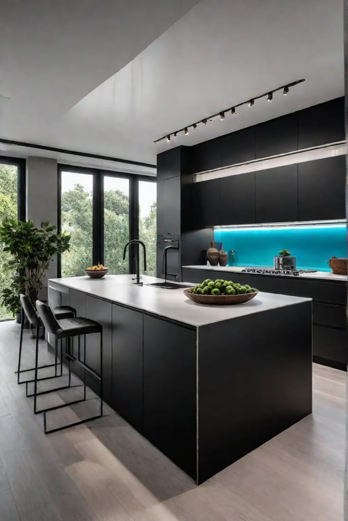 Modern kitchen with handleless cabinets