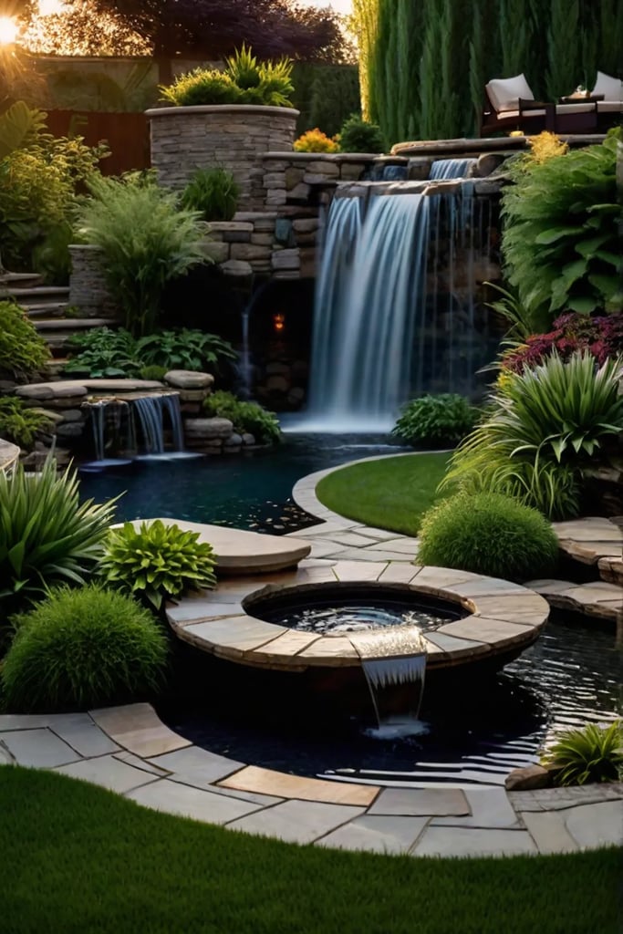 Natural stone patio with patterned design