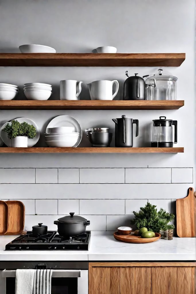 Open shelving small kitchen