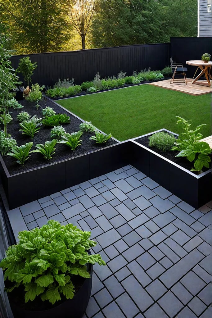 Raised garden beds and composting area