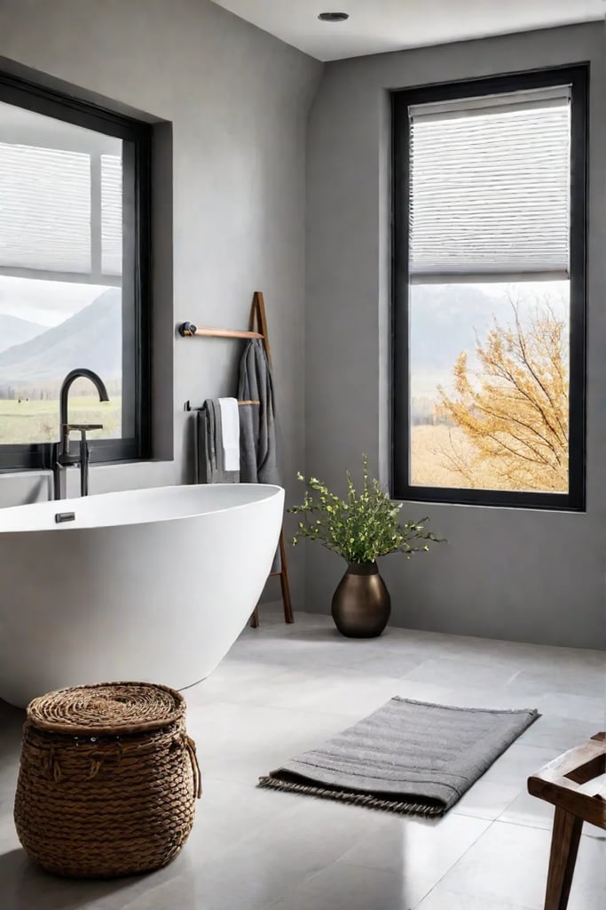 Relaxing bathroom with natural light and heated flooring