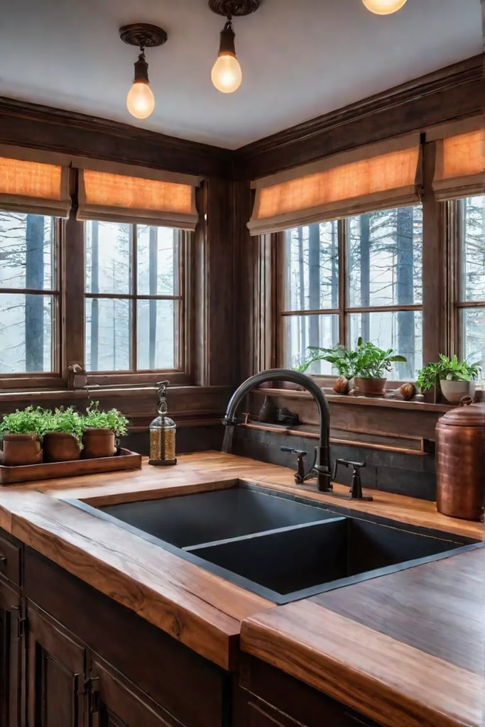 Rustic kitchen butcher block countertops