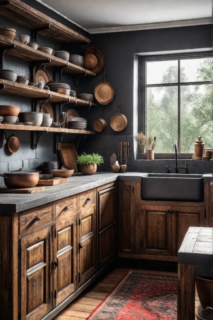 Rustic kitchen with reclaimed wood cabinets