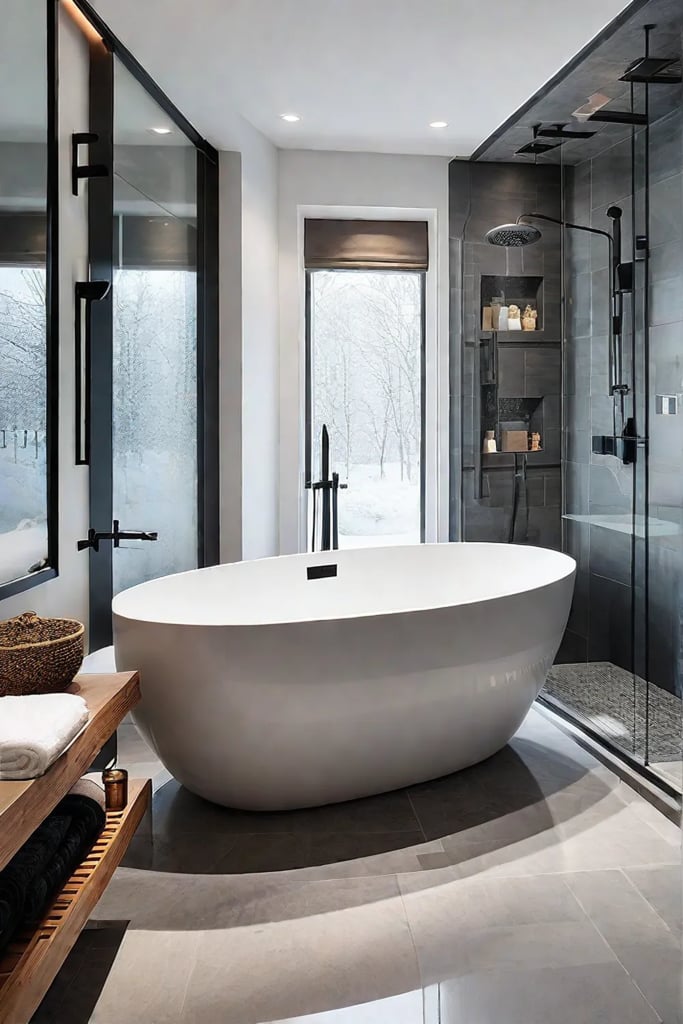 Scandinavian bathroom with spalike features