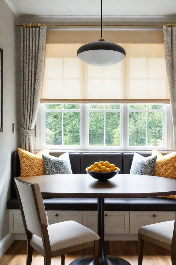 Small kitchen with breakfast nook and natural light