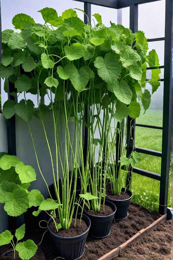 Spacesaving container gardening with vining vegetables