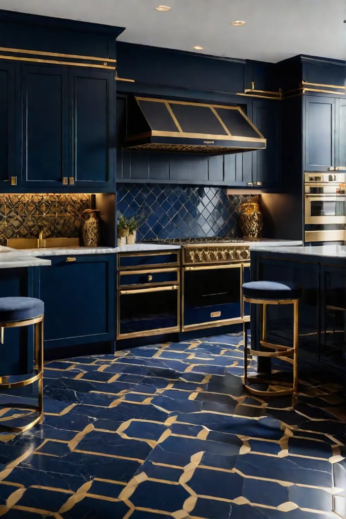 Statement kitchen with patterned tile floor