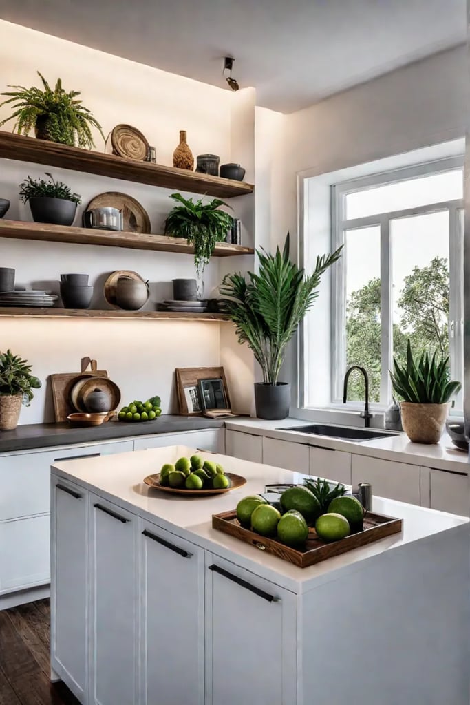 Styling open shelves in a kitchen