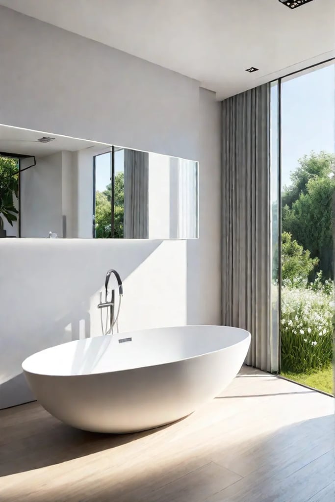 bathroom with garden view natural light