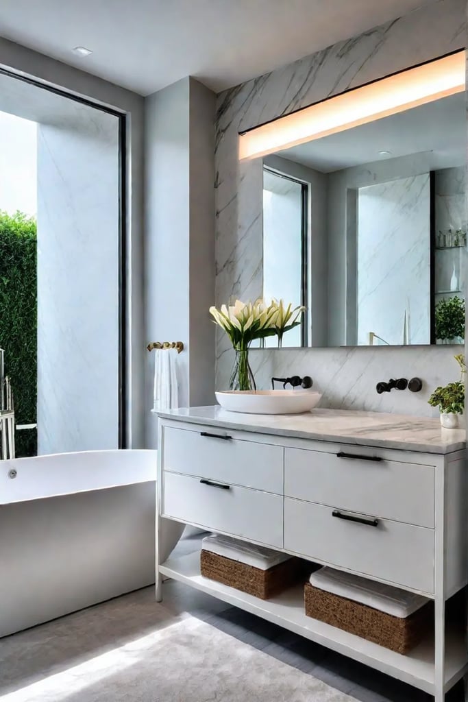 contemporary bathroom multiple light sources