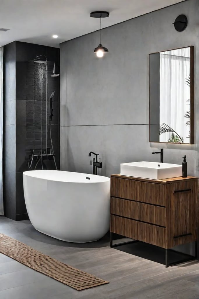 contemporary bathroom statement lighting clean lines