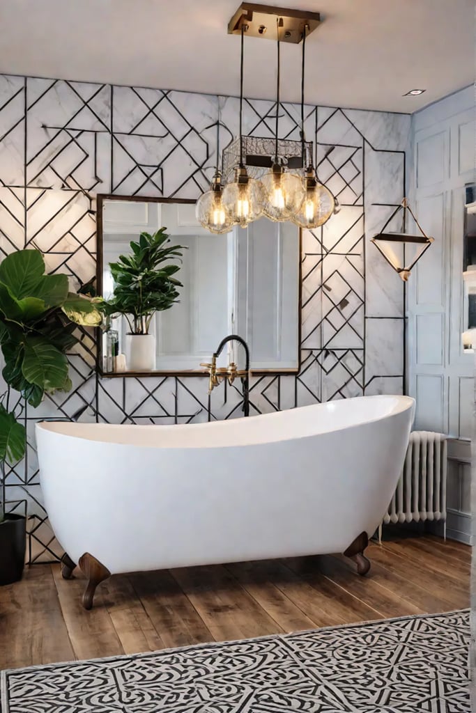 eclectic bathroom vintage lighting modern backdrop unique